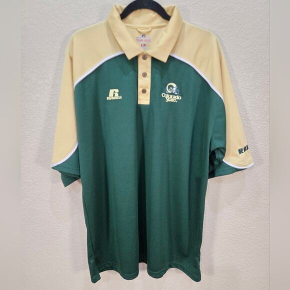 Russell Athletic Team Issue Colorado State CSU Men's Green And Gold Polo XL - Picture 1 of 13